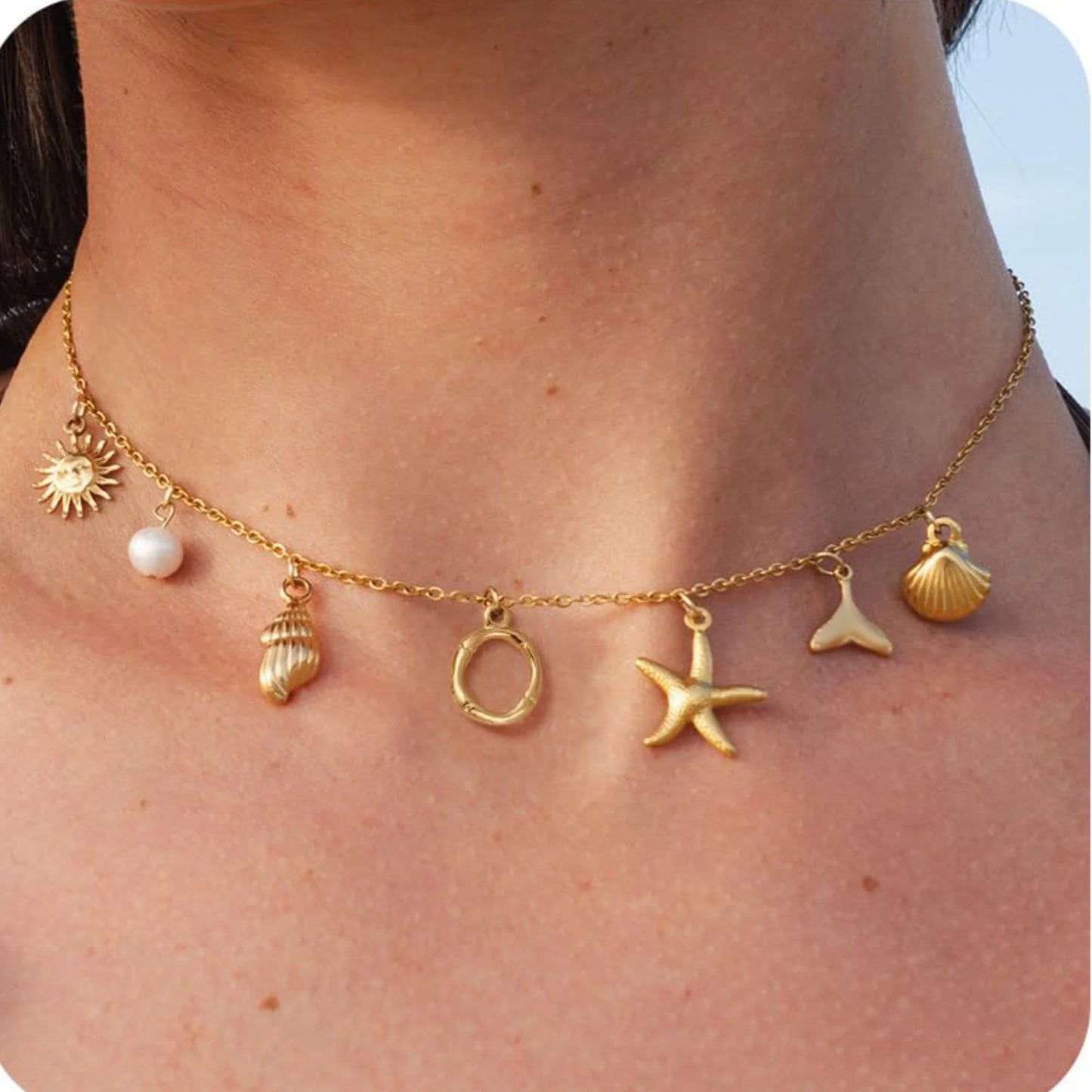 Starfish Shell Initial Necklace