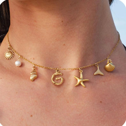 Starfish Shell Initial Necklace