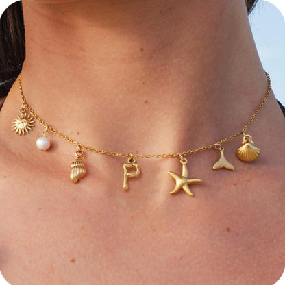 Starfish Shell Initial Necklace